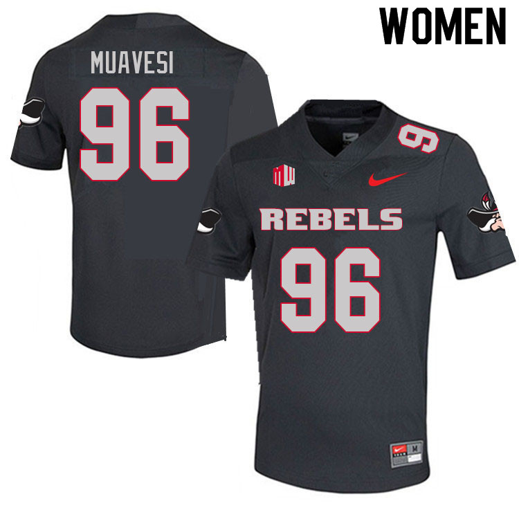 Women #96 Waisale Muavesi UNLV Rebels College Football Jerseys Sale-Charcoal